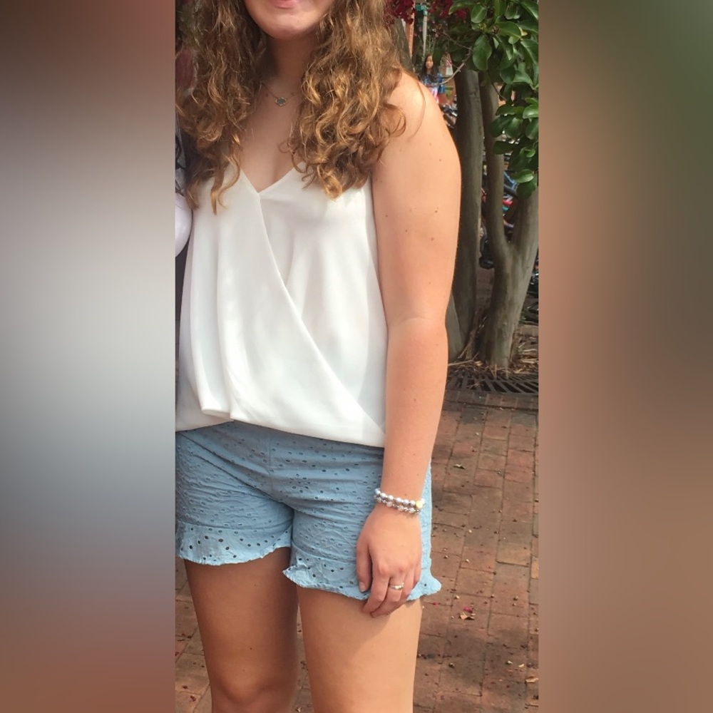 Buy the outfit! Blue short and white tank